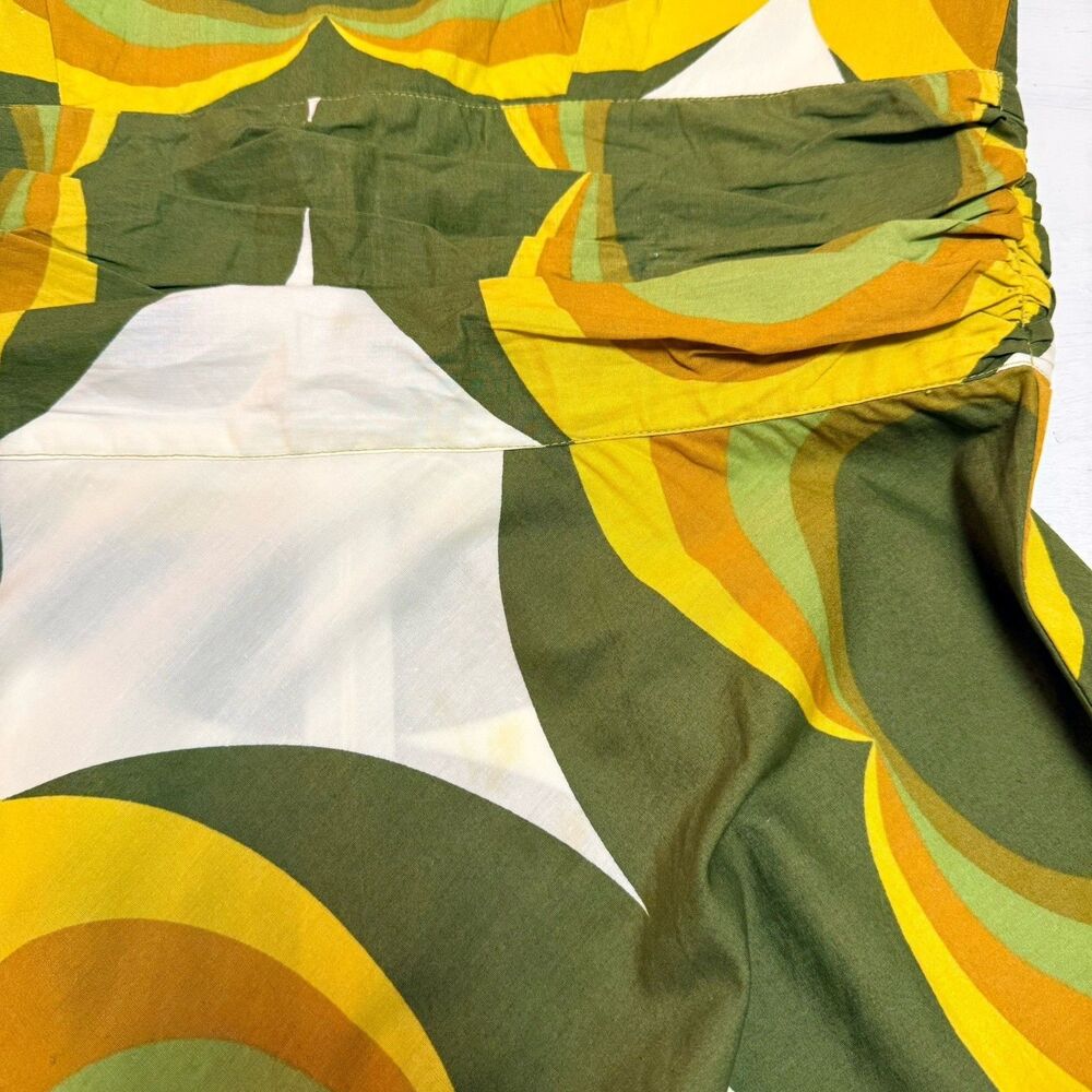 TOTEM Dress 4 Chartreuse Swirl 100% Cotton Fit N Flare VTG Inspired Summer Night - Picture 13 of 13